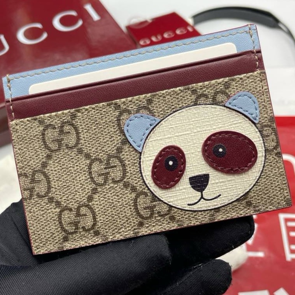 Gucci Beige and Blue Panda Card Holder - Picture 3 of 9